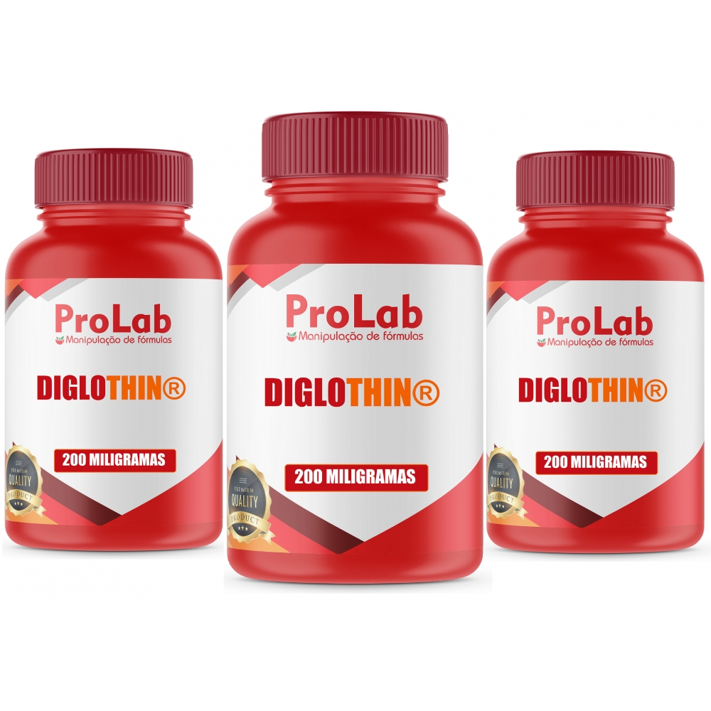 Diglothin 200 Mg (3 Potes) Com 60 Cápsulas Cada - Autêntico