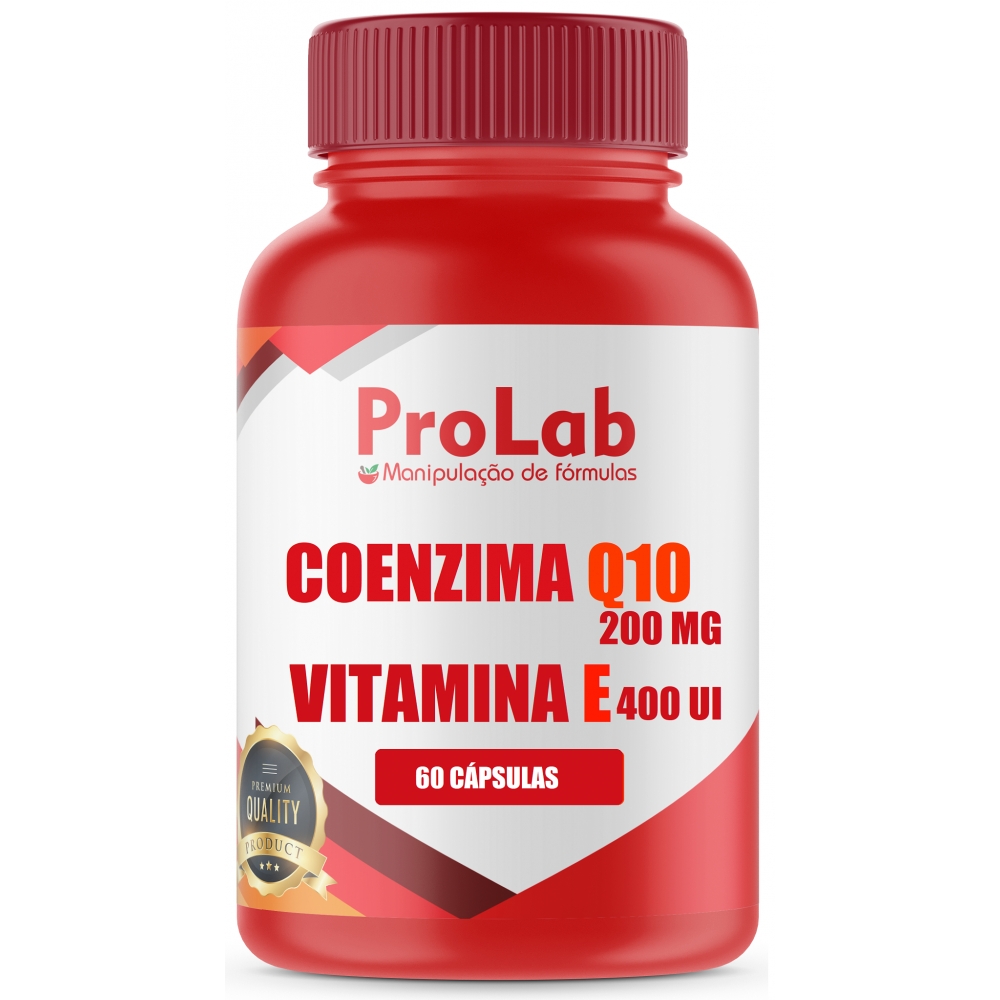 Coenzima Q10 200 Mg + Vitamina E 400 Ui Com 60 Cápsulas