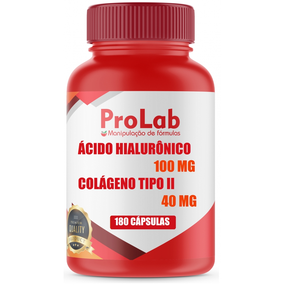 Colágeno Tipo 2 + Ácido Hialurônico 100 Mg Com 180 Cápsulas