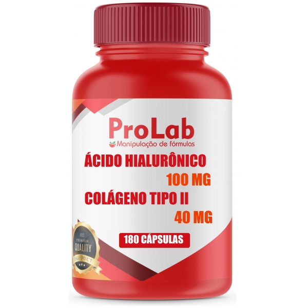 Colágeno Tipo 2 + Ácido Hialurônico 100 Mg Com 180 Cápsulas