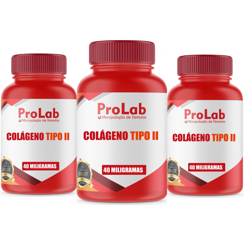 Colágeno Tipo 2 40 Mg Com 60 Cáps - (Kit 3 Un.) Restaurador