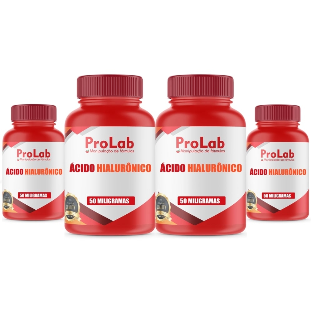 Ácido Hialuronico 50 Mg (kit 4 Frascos) Com 60 Cápsulas Cada
