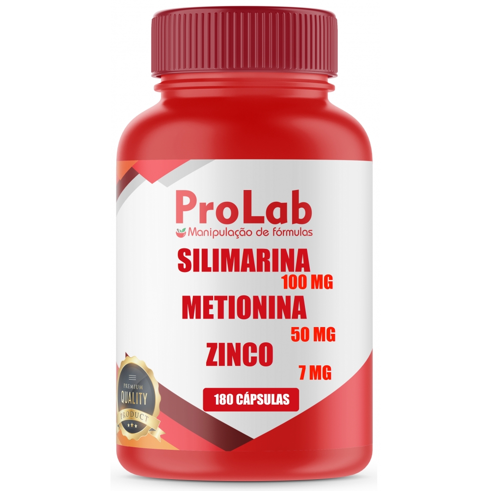 Silimarina 100mg + Metionina 50mg + Zinco 7mg 180 Cápsulas