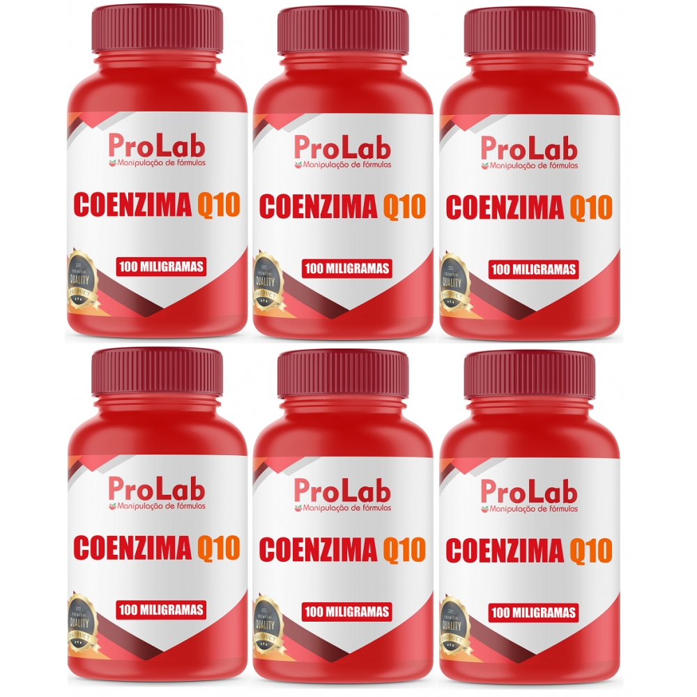 Coenzima Q10 100mg Ubiquinona (6 Frascos) 60 Cáps Veganas