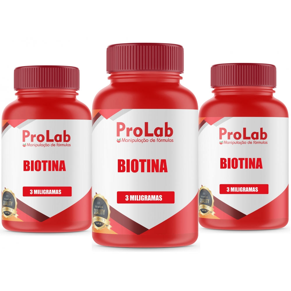 Biotina 3 Mg (3 Potes) Com 60 Cápsulas Cada